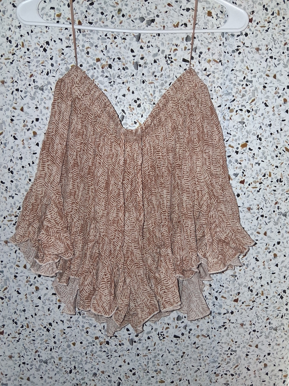 Women's Mable Ruffled Skirt Drawstring Size Large Brown And Tan